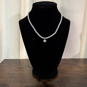 Vintage Christina Collection Faux Pearl Choker with  Flower Pendant